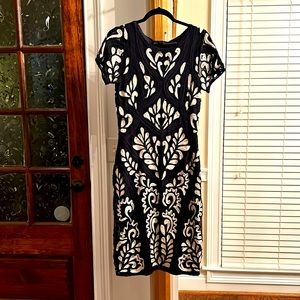 Elegant Black and White Midi Dress